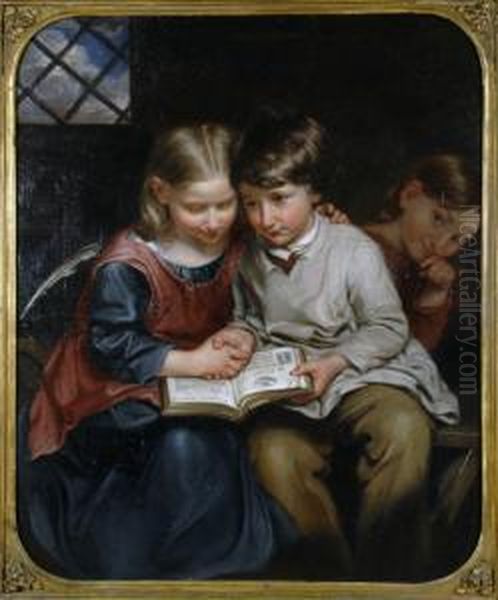 The Reading Lesson Oil Painting by John Thomas Peele