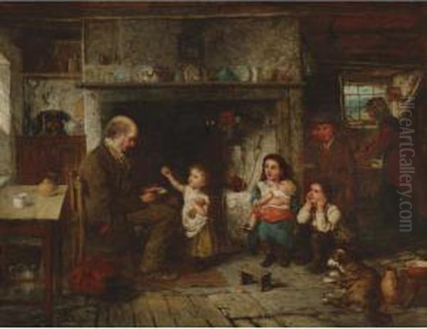 The Benevolent Cottagers Oil Painting by John Thomas Peele