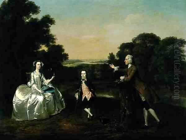 Mr and Mrs Van Harthals and Their Son 1749 Oil Painting by Arthur William Devis