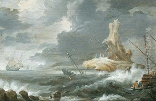 Navi Nella Tempesta Oil Painting by Jan Peeters