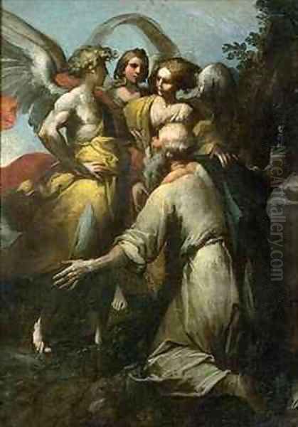 Abraham and the Three Angels Oil Painting by Giovanni Andrea Donducci (see MASTELLETTA)