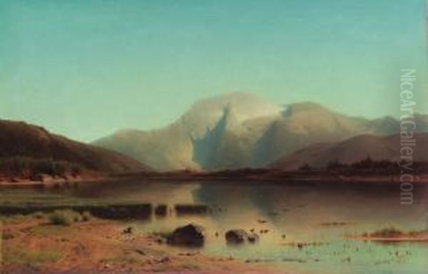 Bergsee Oil Painting by Eduard Peithner Von Lichtenfels