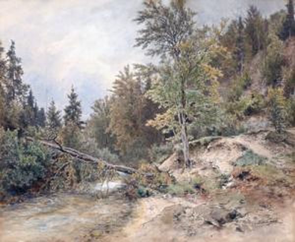 Waldstuck Mit Entwurzeltem Baum Oil Painting by Eduard Peithner Von Lichtenfels