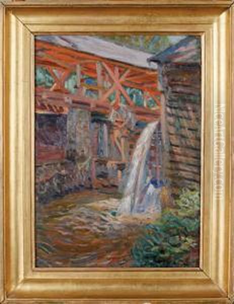 Mlyn Wodny, 1935 R. Oil Painting by Leonard Pekalski