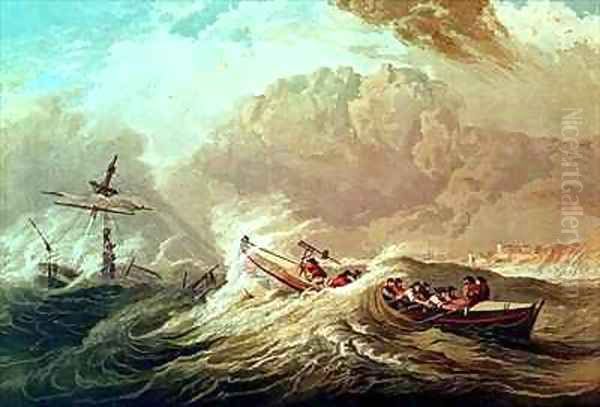 The Lifeboat off Tynemouth Bay Oil Painting by Edward Duncan