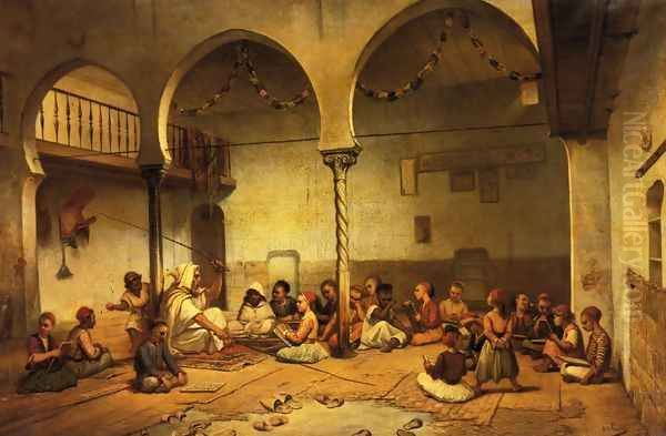 A Moorish School Oil Painting by Auguste de Pinelli