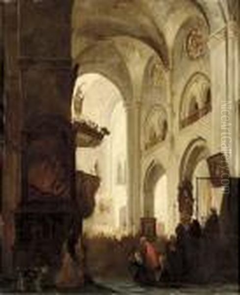 A Church Interior During The Mass Oil Painting by Jacobus Pelgrom