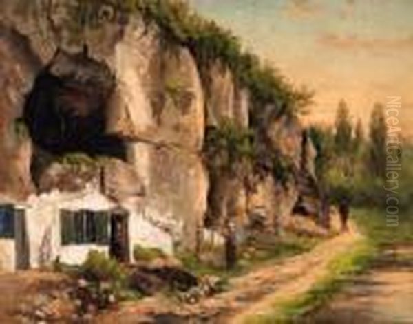 The House Under The Rock-face Oil Painting by Jacobus Pelgrom