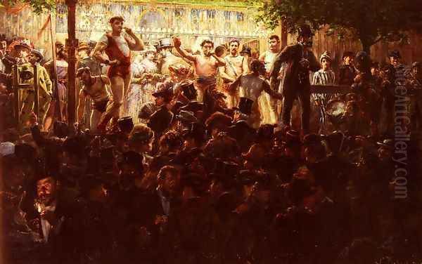 Fete De Neuilly (or Allons Chez Marseille (Let us go to Marseilles)) Oil Painting by Leon Dehesghues