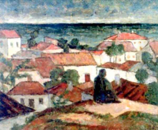 Landscape from Mangalia Oil Painting by Stefan Dimitrescu