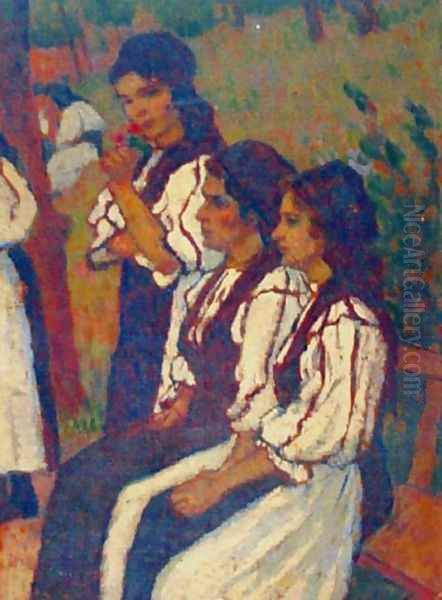 Peasant women from Saliste Oil Painting by Stefan Dimitrescu