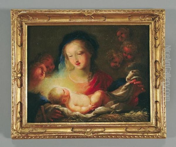 Madonna Con Bambino Oil Painting by Giovanni Antonio Pellegrini