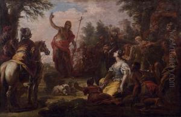 La Predica Del Battista Oil Painting by Giovanni Antonio Pellegrini