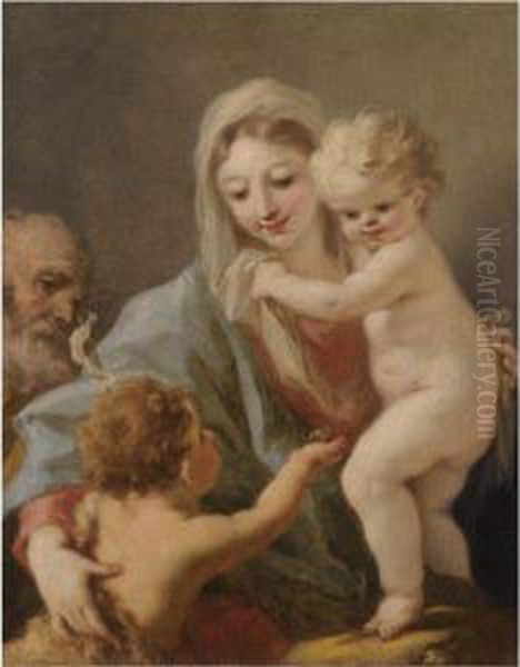 The Holy Family With The Infant St. John The Baptist Oil Painting by Giovanni Antonio Pellegrini