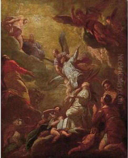 Gloria Di San Lorenzo Giustiniani Oil Painting by Giovanni Antonio Pellegrini