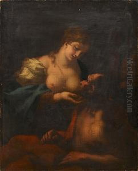 Roman Charity Oil Painting by Giovanni Antonio Pellegrini