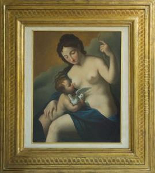 Cerchia Di. Venere E Amore Oil Painting by Giovanni Antonio Pellegrini