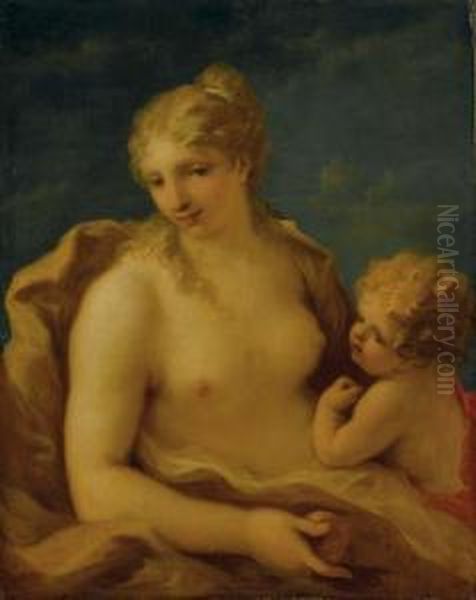 Venere E Amorino Oil Painting by Giovanni Antonio Pellegrini