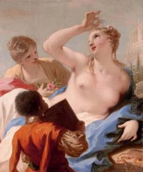 Bathsheba At Her Toilet Oil Painting by Giovanni Antonio Pellegrini