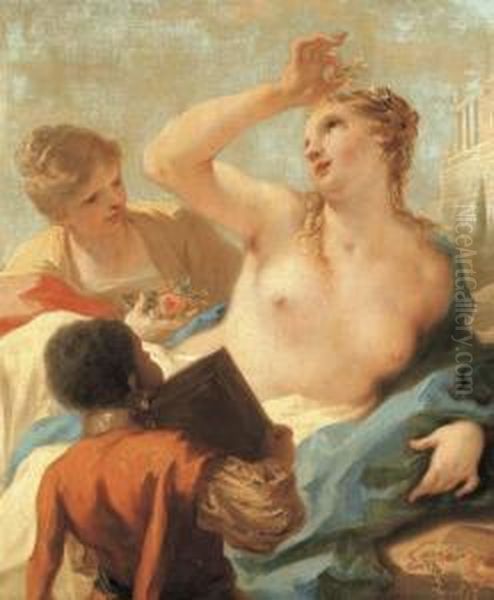 The Bath Of Bathsheba Oil Painting by Giovanni Antonio Pellegrini