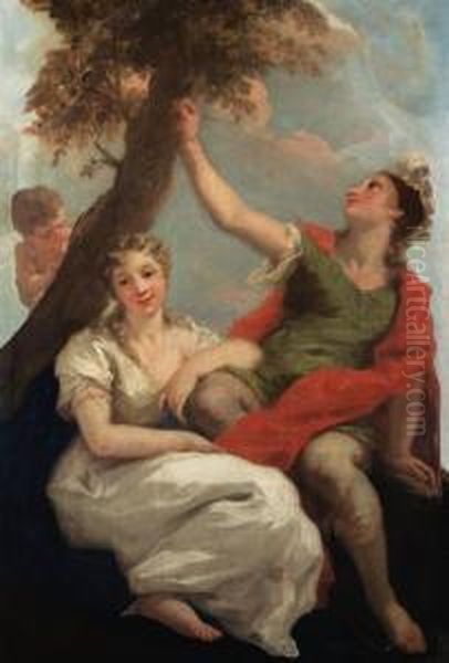 Angelica And Medoro Oil Painting by Giovanni Antonio Pellegrini