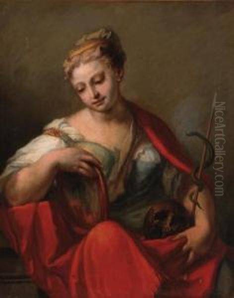 The Personification Of Prudence Oil Painting by Giovanni Antonio Pellegrini