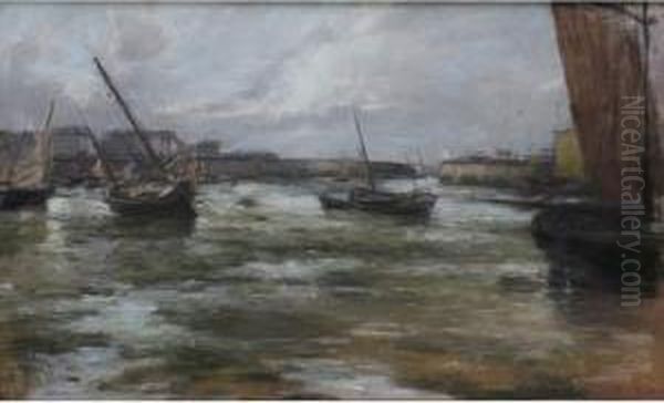 Le Treport Oil Painting by Pierre Jacques Pelletier