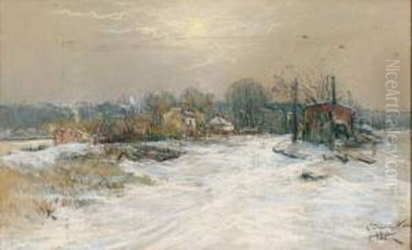 Saint-ouen En Hiver Oil Painting by Pierre Jacques Pelletier