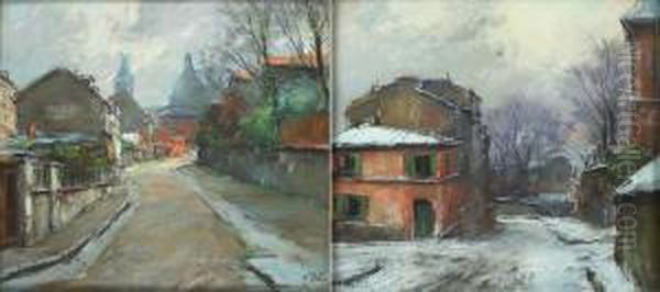 Deux Vues De Montmartre. Oil Painting by Pierre Jacques Pelletier