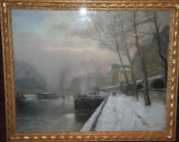 Paris Sous La Neige Oil Painting by Pierre Jacques Pelletier