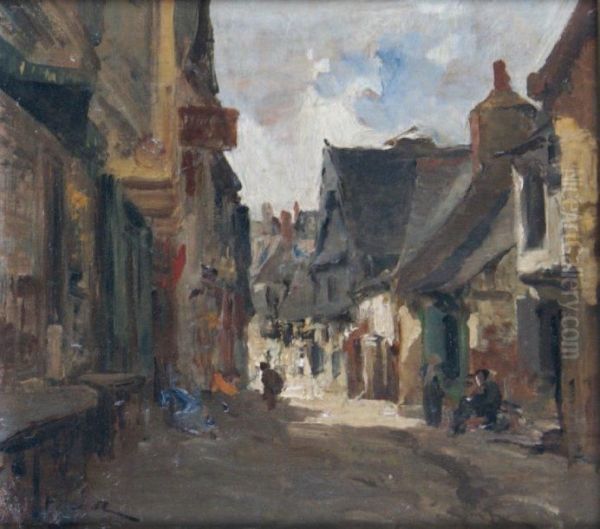 Rue Animee A Vitre Oil Painting by Leon Germain Pelouse