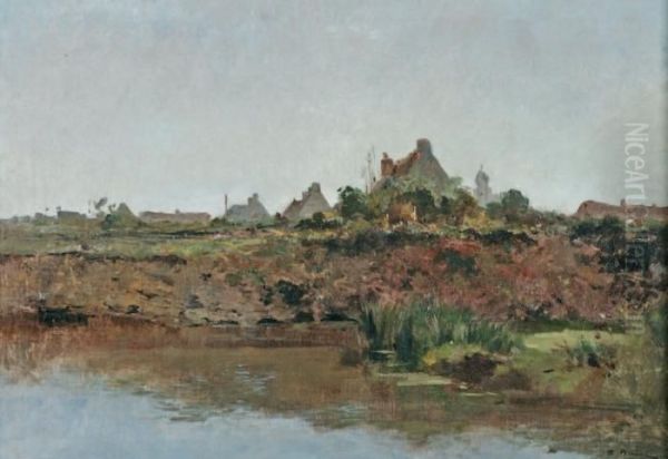 Maison Au Bord De La Riviere Oil Painting by Leon Germain Pelouse