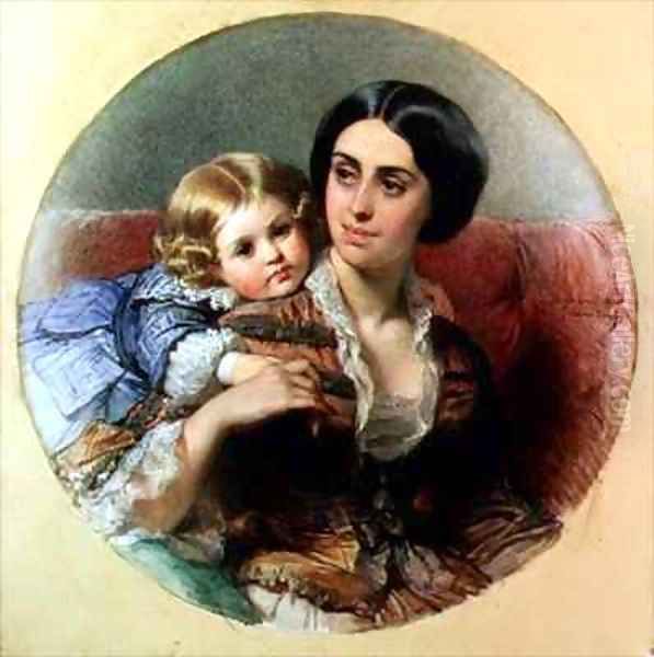 Maternal Tenderness Oil Painting by Edouard Louis Dubufe