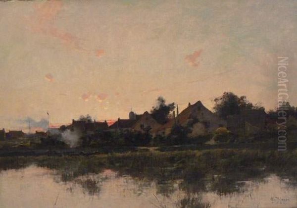  Le Village Dans L'oise  Oil Painting by Leon Germain Pelouse