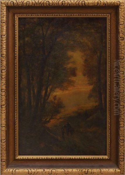 Barbizon Landscape Oil Painting by Leon Germain Pelouse