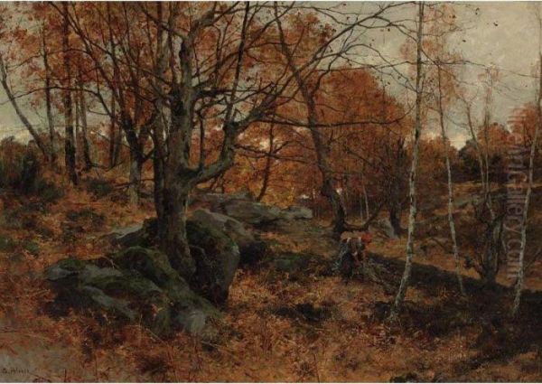 Les Fagoteurs A Fontainebleau Oil Painting by Leon Germain Pelouse