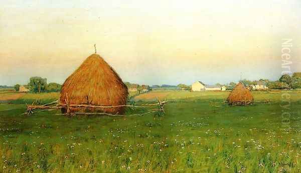 Landscape with Haystacks Oil Painting by Henry Golden Dearth