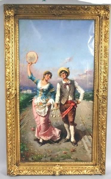 Man And Woman On A Country Road Oil Painting by Francesco Peluso