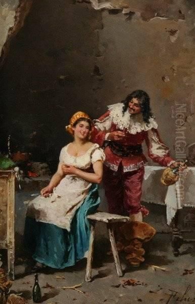 Cavalier And Lady Oil Painting by Francesco Peluso