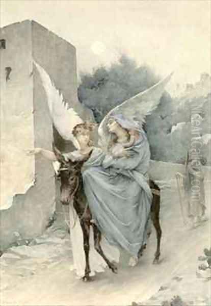 The Flight from Egypt Oil Painting by Edouard-Marie-Guillaume Dubufe