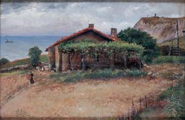 Paisaje De Algorta Oil Painting by Maximino Pena Y Munoz