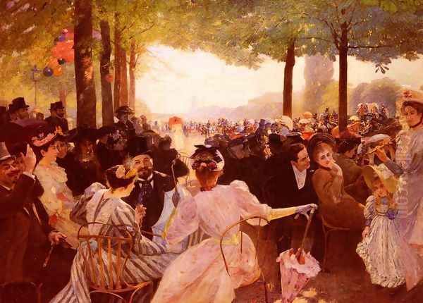 Avenue Du Bois-De-Boulogne (or Club Des Pannes) Oil Painting by Albert Marie Adolphe Dagnaux