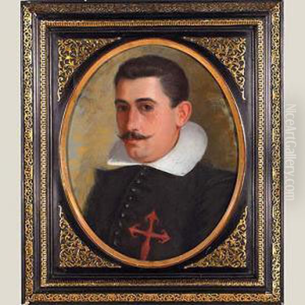 Retrato De Caballero De La Orden De Alcantara Oil Painting by Maximino Pena Y Munoz