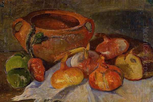 Still Life: Pit, Onions, Bread and Green Apples Oil Painting by Jacob de Haan