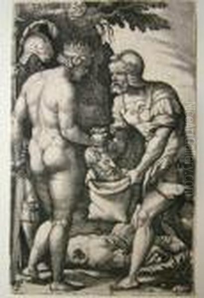 The Centaur Visited By Thetis Oil Painting by Georg Pencz