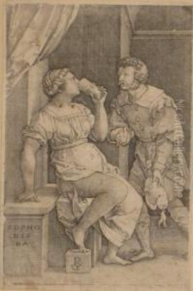 Sophonisba Drinking The Poison Oil Painting by Georg Pencz