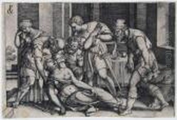 Selbstmord Der Lukretia. Oil Painting by Georg Pencz