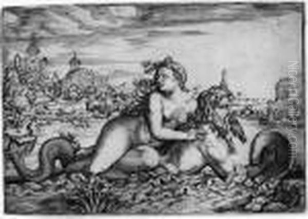 Der Raub Der Amymone Oil Painting by Georg Pencz