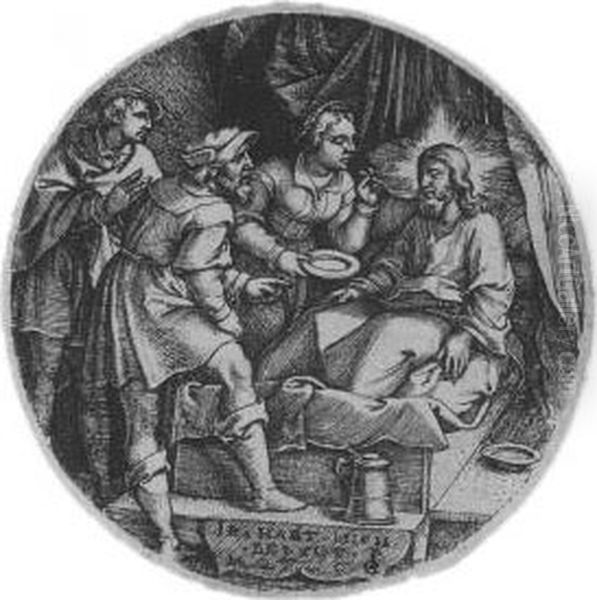 Die Heilung Der Kranken.
 Kupferstich Im Rund. 1525. Durchmesser Ca. 5,6 Cm. Bartsch 63; Landau 65. Oil Painting by Georg Pencz