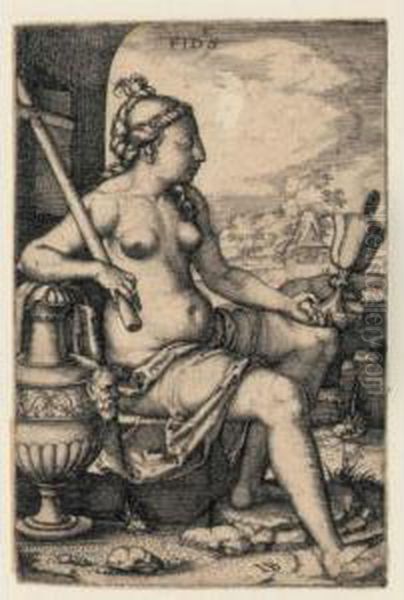 One Of The Seven Virtues: Fides (b. 23) Oil Painting by Georg Pencz